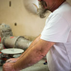 Nic Collins and Sabine Nemet in their pottery 2016